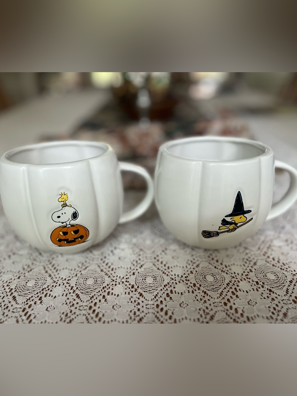 Williams Sonoma Snoopy and Woodstock Mugs